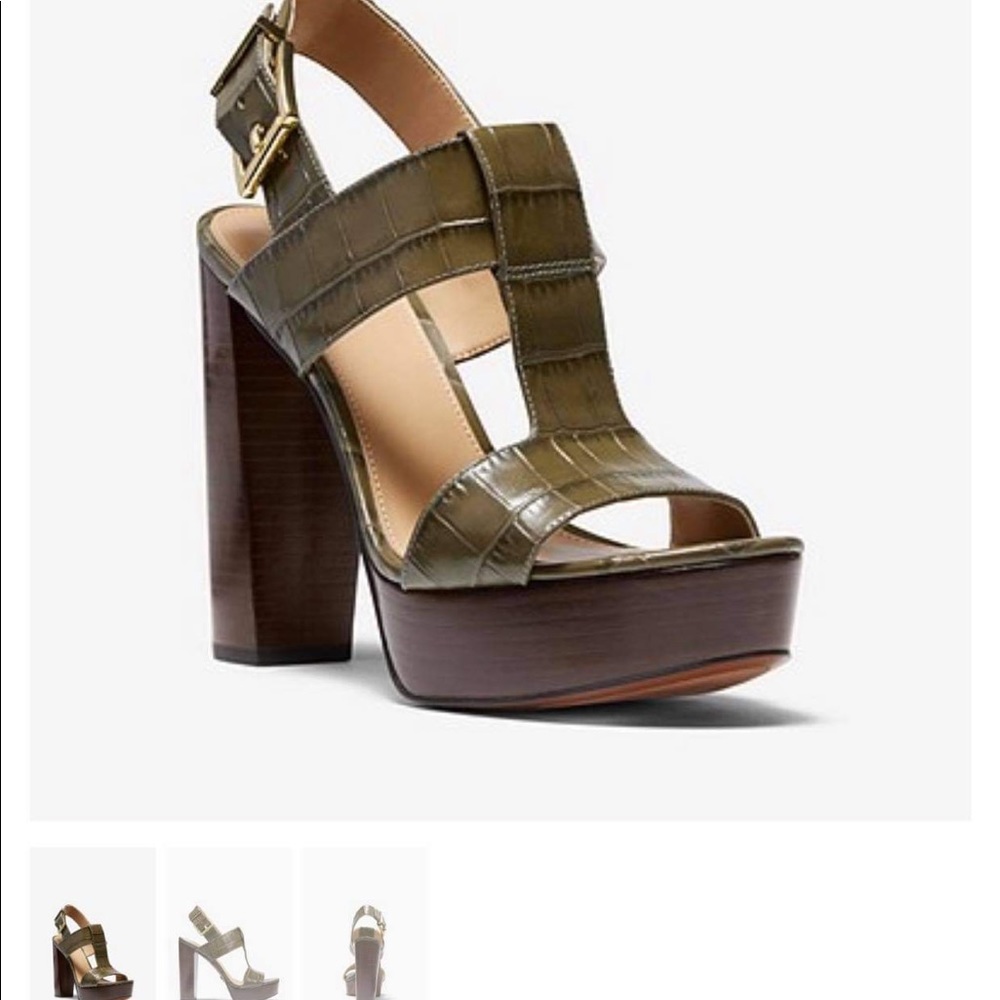 MK Becker crocodile Leather platform sandal